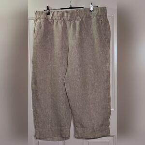 J. Jill Pure Jill  100% Linen Casual Tan Khaki Pants Size L